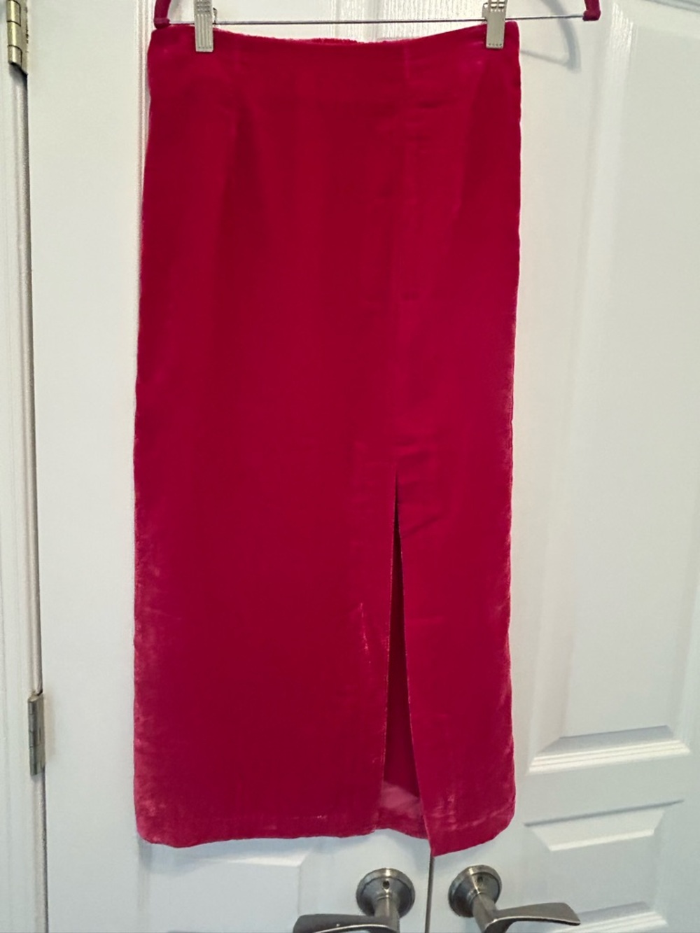Rachel Zoe pink velvet midi skirt with slit NWOT